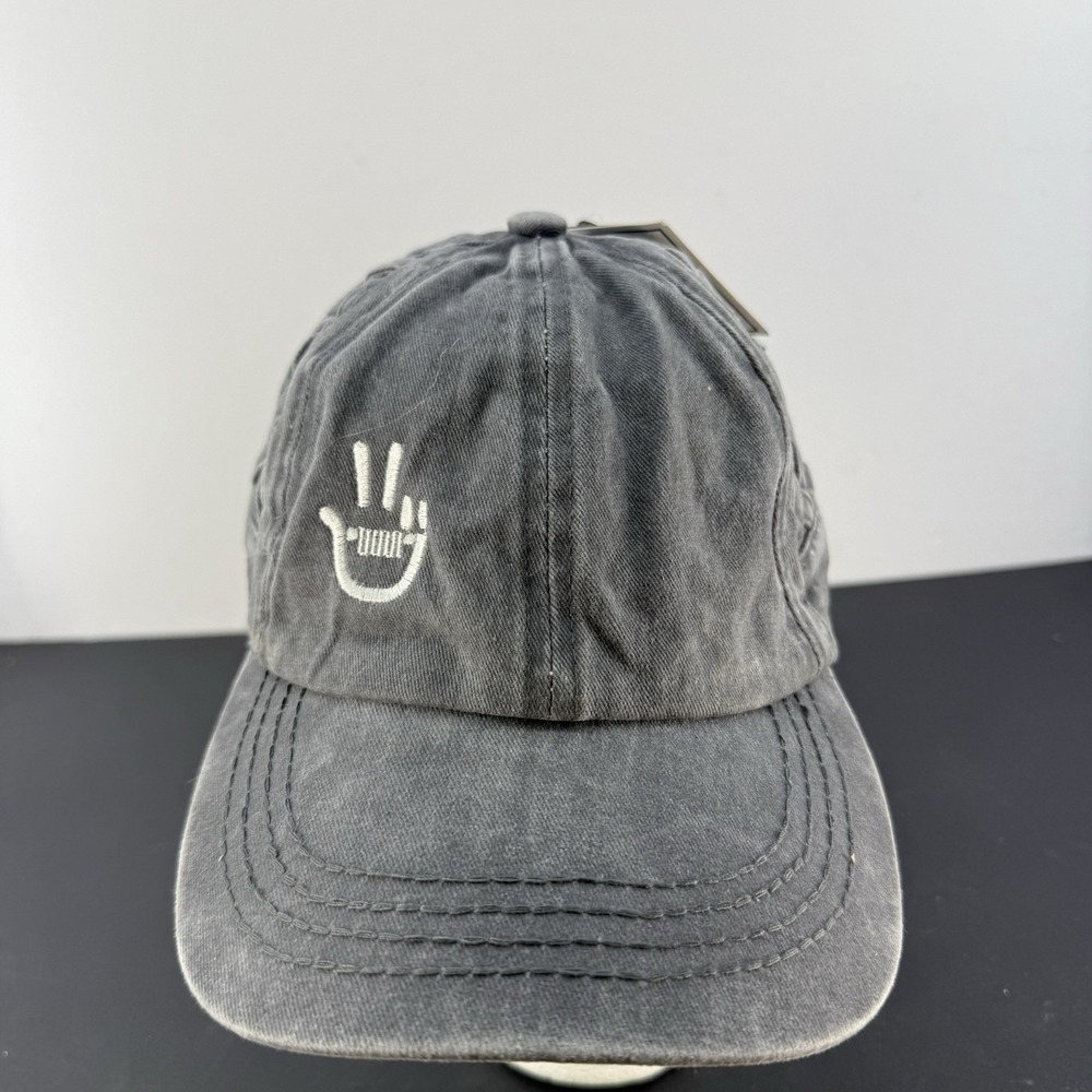 C.C Exclusives Women's Gray Criss Cross Ponytail Baseball Cap Peace Sign NWT